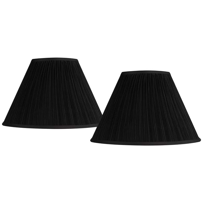 Image 1 Springcrest Black Fabric Set of 2 Drum Lamp Shades 7x17 x11.5 (Spider)