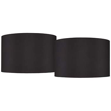 Springcrest Black Faux Silk Set of 2 Drum Lamp Shades 19x19x12 (Spider)