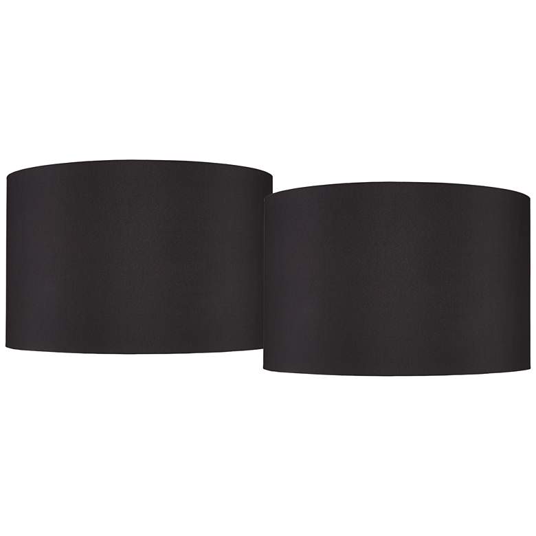 Image 1 Springcrest Black Faux Silk Set of 2 Drum Lamp Shades 19x19x12 (Spider)