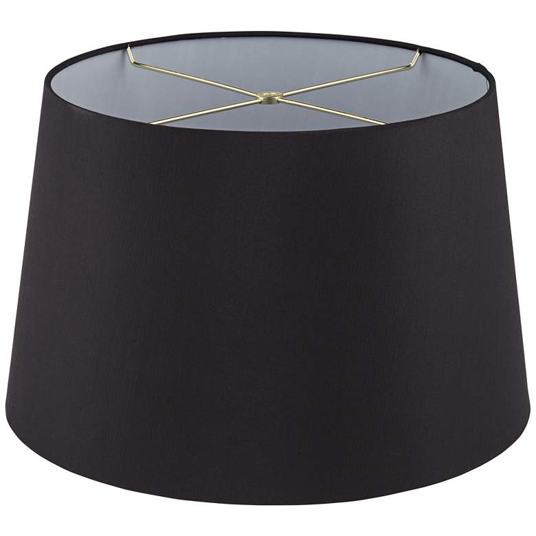 Image 4 Springcrest Black Faux Silk Tapered Drum Lamp Shade 14x17x11 (Spider) more views