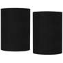 1_Springcrest Black Linen Set of 2 Cylinder Lamp Shades 8x8x11 (Spider)