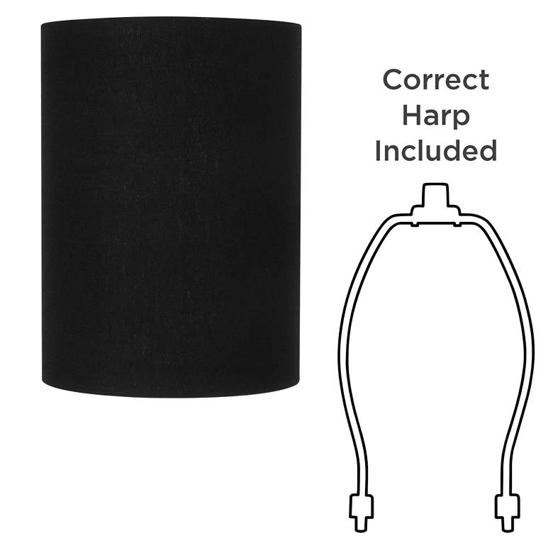 Image 4 Springcrest Black Linen Set of 2 Cylinder Lamp Shades 8x8x11 (Spider) more views