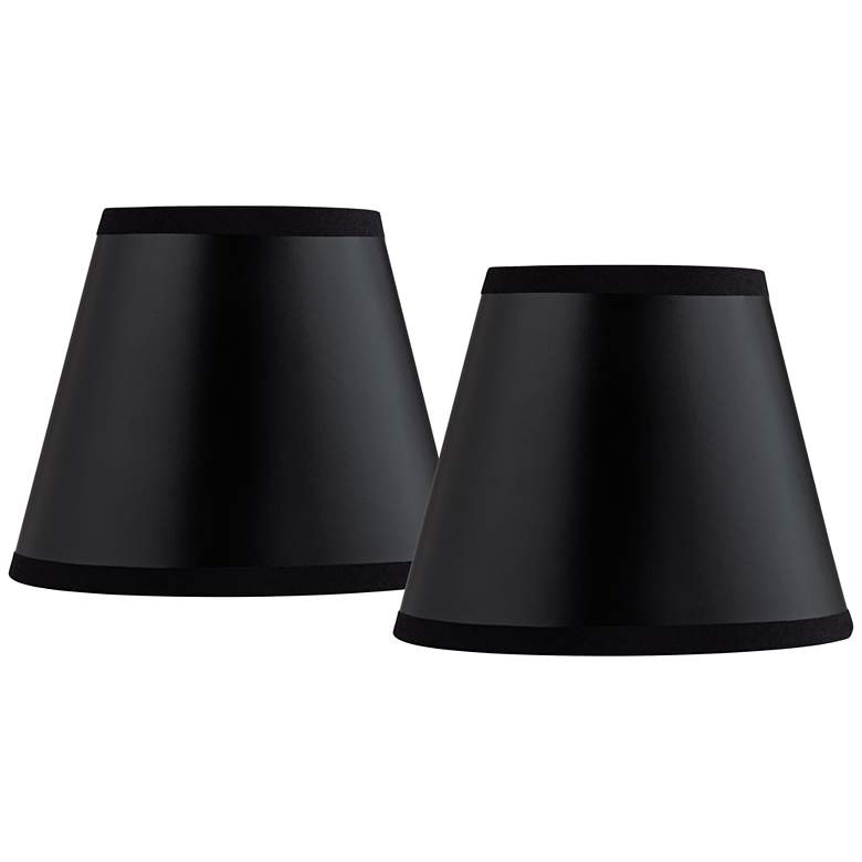 Image 1 Springcrest Black Paper Set of 2 Empire Lamp Shades 3x5x4 (Clip-On)