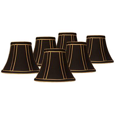 Springcrest Black with Gold Chandelier Clip Shades 3x6x5 (Clip-On) Set of 6