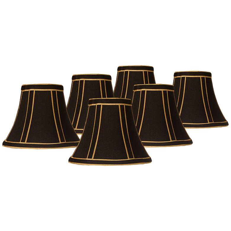 Image 1 Springcrest Black with Gold Chandelier Clip Shades 3x6x5 (Clip-On) Set of 6