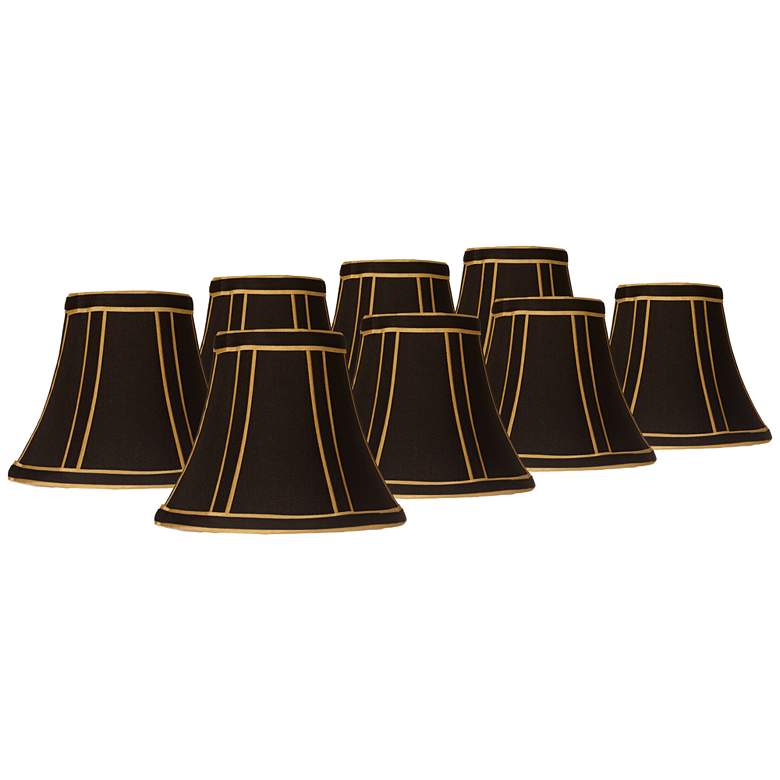 Image 1 Springcrest Black with Gold Chandelier Clip Shades 3x6x5 (Clip-On) Set of 8