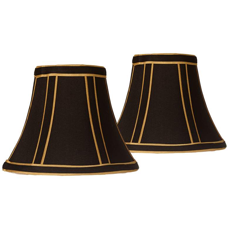 Image 1 Springcrest Black with Gold Trim Set of 2 Lamp Shades 3x6x5 (Clip-On)