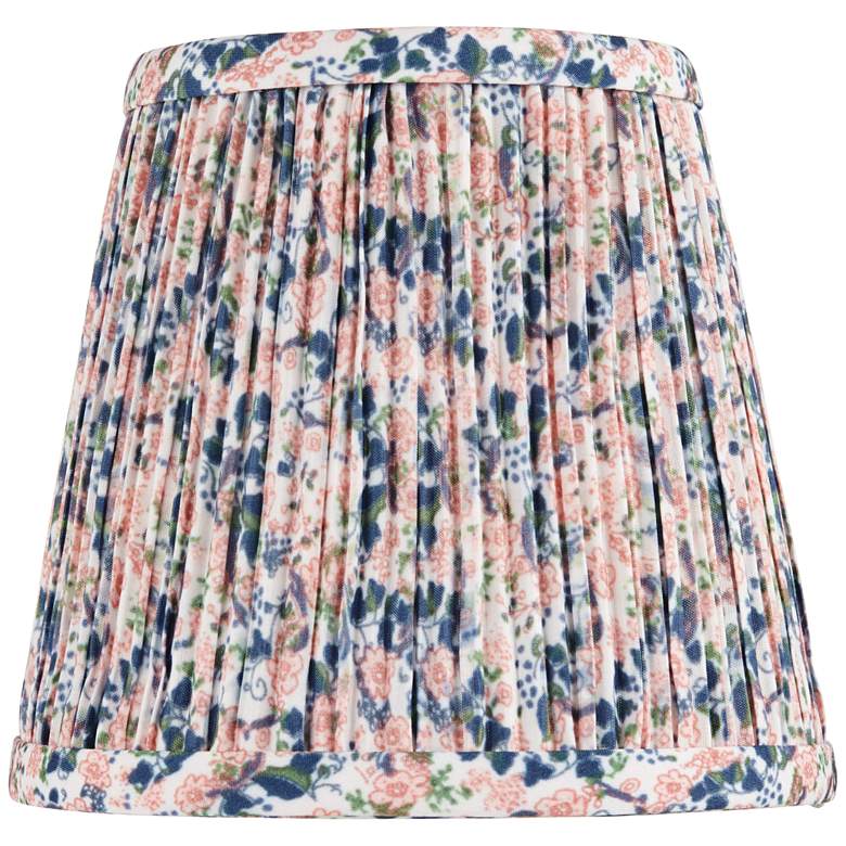 Image 1 Springcrest Blue Pink Floral Shirred Pleated Shade 4x6x5.5" (Clip-On)