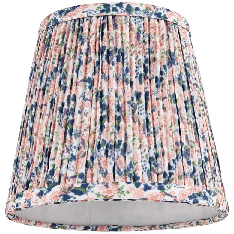 Image 4 Springcrest Blue Pink Floral Shirred Pleated Shade 4x6x5.5" (Clip-On) more views