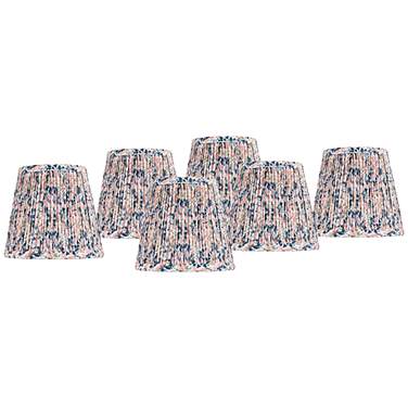 Springcrest Blue Pink Shirred Shades Set of 6 4x6x5.5" (Clip-On)