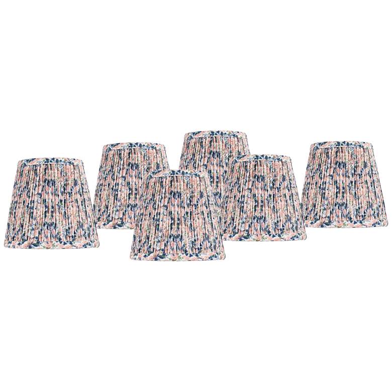 Image 1 Springcrest Blue Pink Shirred Shades Set of 6 4x6x5.5" (Clip-On)