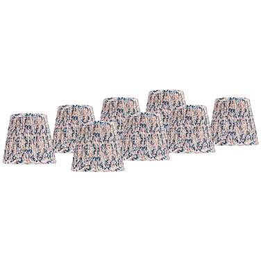 Springcrest Blue Pink Shirred Shades Set of 8 4x6x5.5" (Clip-On)