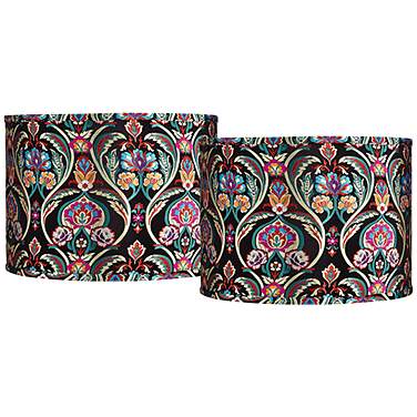Springcrest Bohemian Embroidered Set of 2 Drum Shades 15x15x11 (Spider)