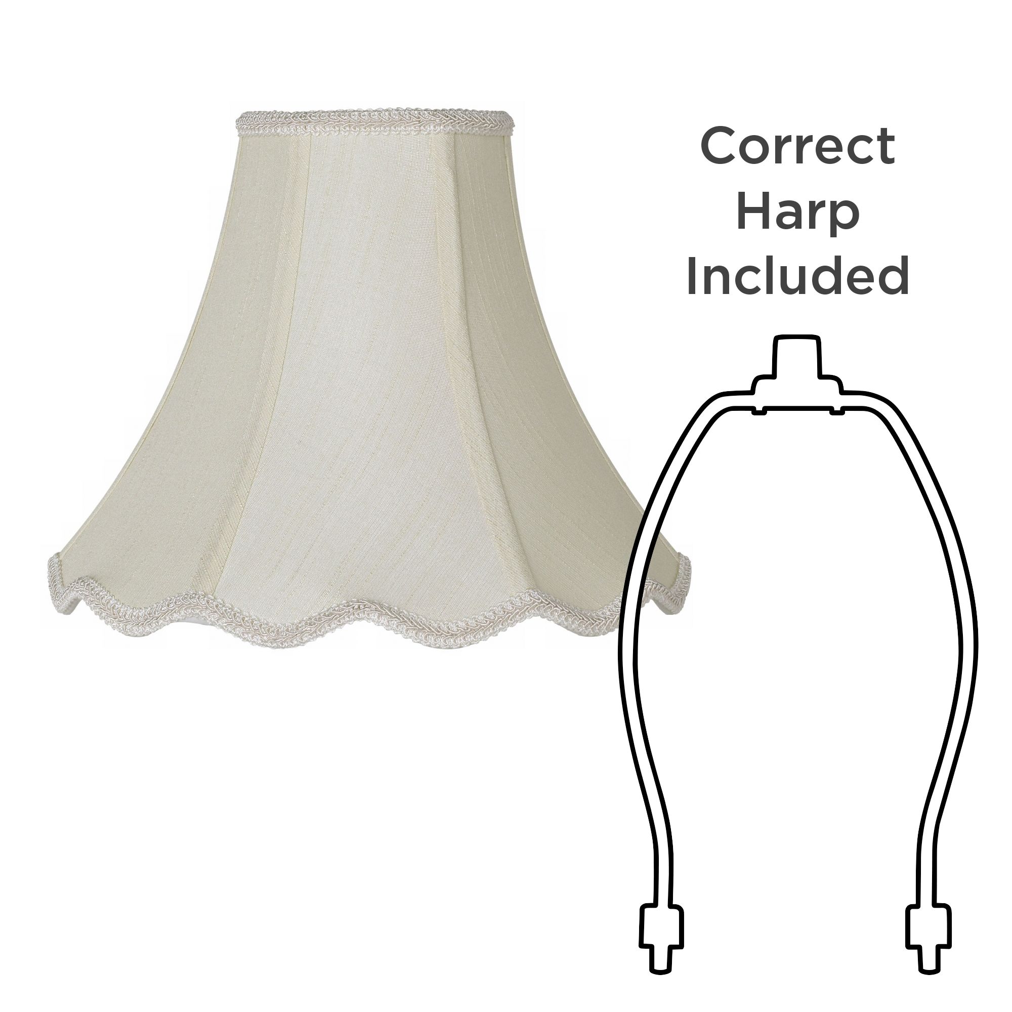 Image 6 Springcrest Carleton Creme Scallop Bell Lamp Shade 5x12x10 (Spider) more views