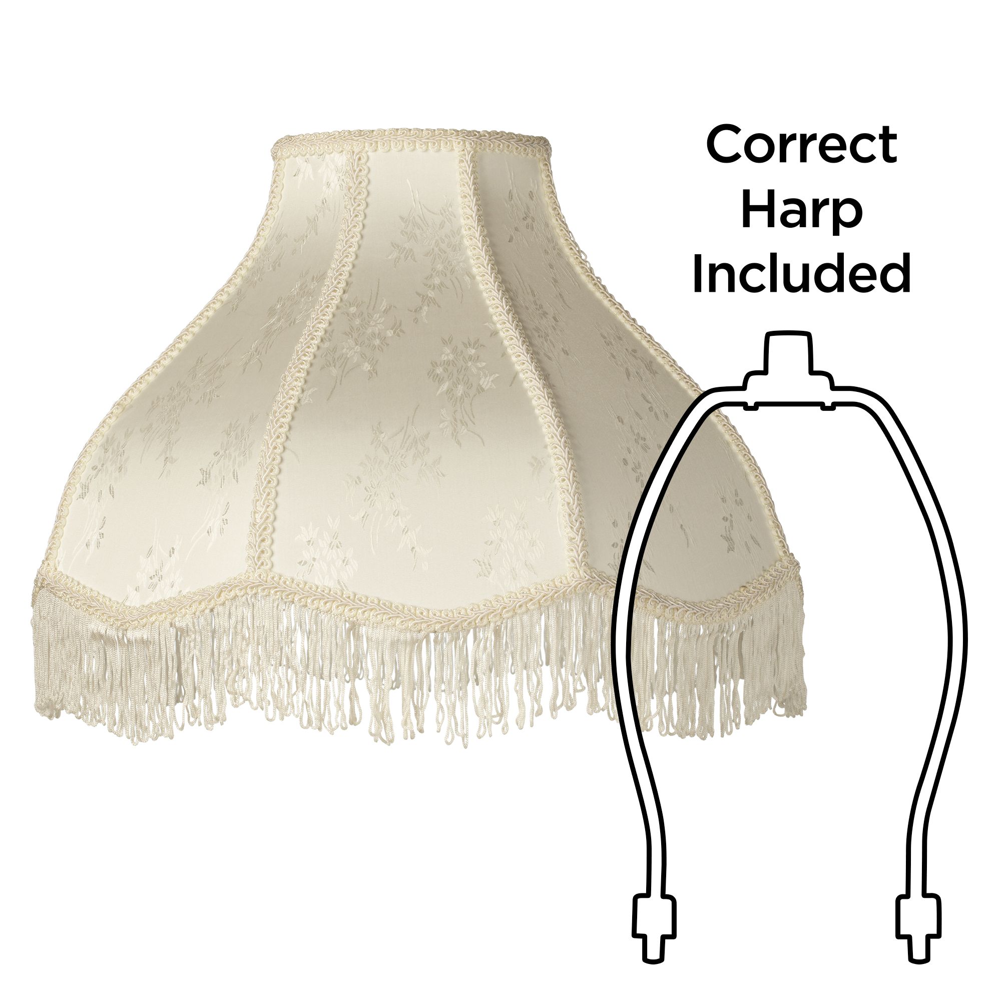 Image 6 Springcrest Carnation Floral Cream Scallop Lamp Shade 6x17x12x11 (Spider) more views