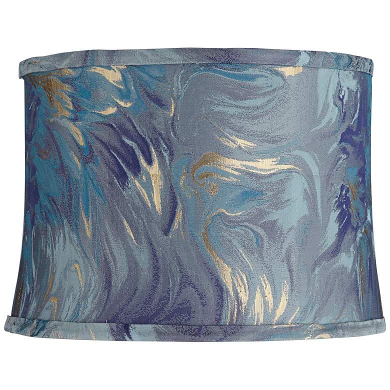 Image 1 Springcrest Cece Blue Multi Swirl Softback Drum Shade 13x14x10 (Spider)