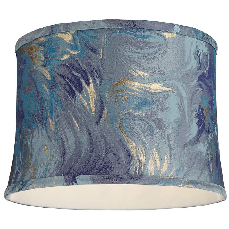 Image 3 Springcrest Cece Blue Multi Swirl Softback Drum Shade 13x14x10 (Spider) more views