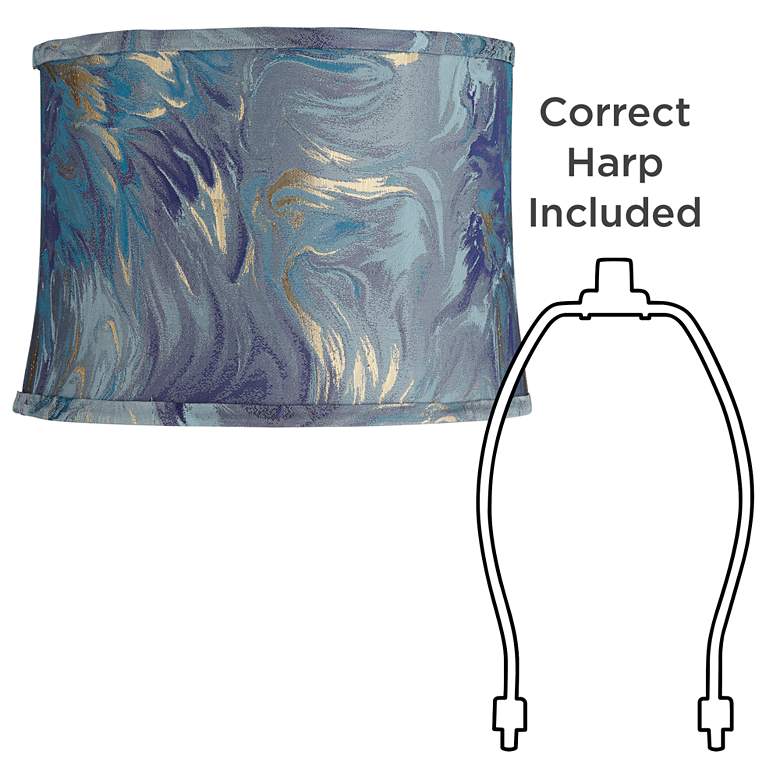 Image 6 Springcrest Cece Blue Multi Swirl Softback Drum Shade 13x14x10 (Spider) more views