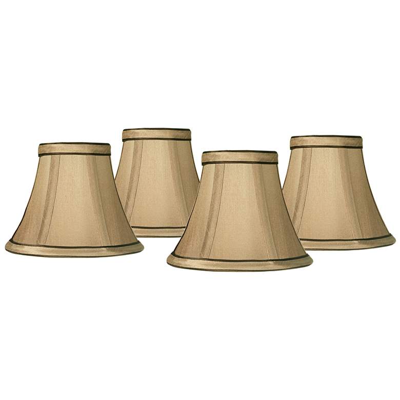 Image 1 Springcrest Celia Tan Brown Trim Lamp Shades 3X6x5x5 (Clip-On) Set of 4