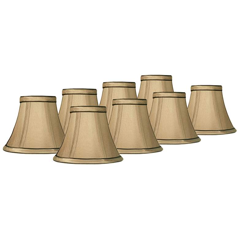 Image 1 Springcrest Celia Tan Brown Trim Lamp Shades 3X6x5x5 (Clip-On) Set of 8