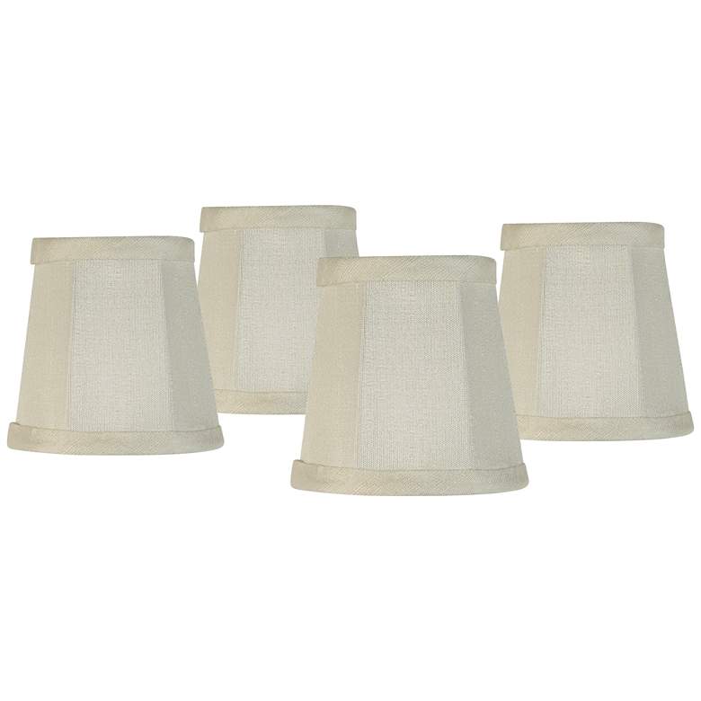 Image 1 Springcrest Collection Creme Fabric Lamp Shades 3x4x4 (Clip-On) Set of 4
