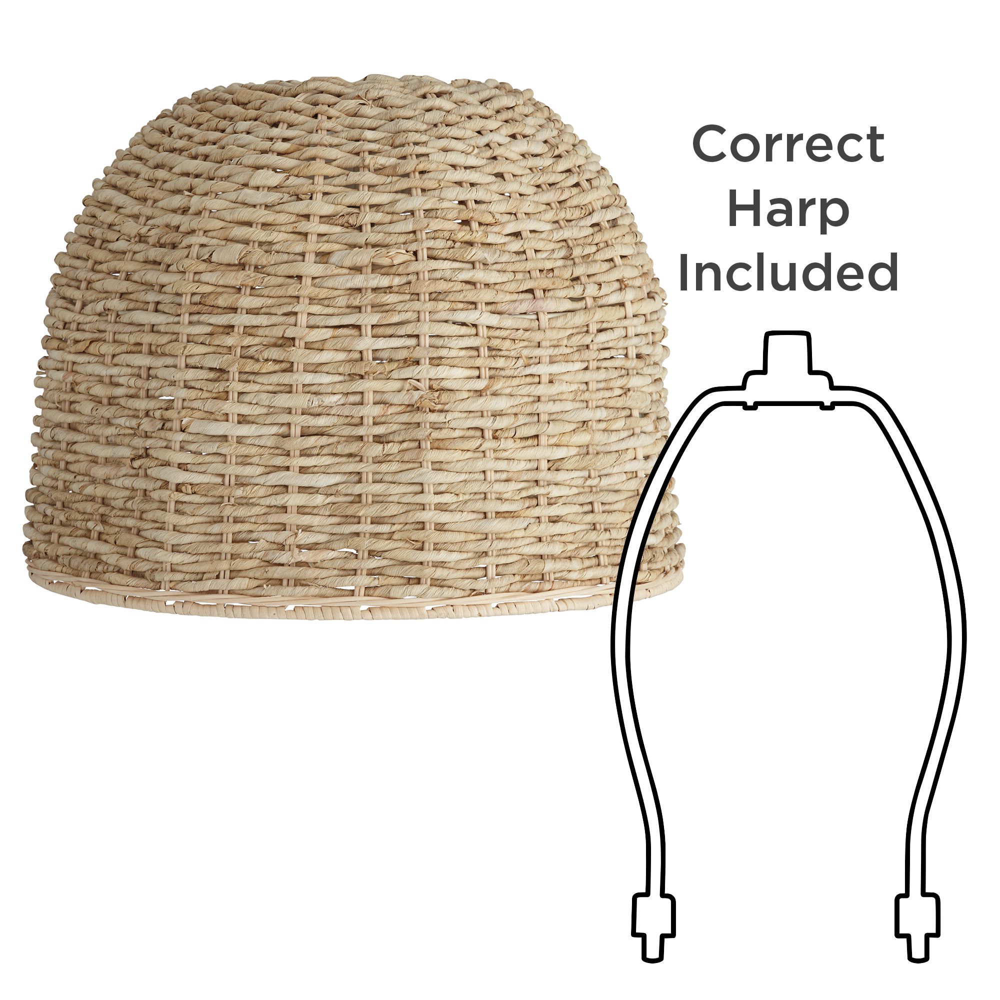 Image 6 Springcrest Commins Natural Woven Husk Rattan Drum Shade 5x16x12 more views