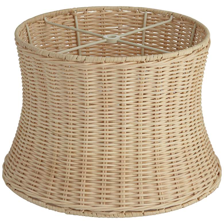 Image 4 Springcrest Corset Pinched Drum Unbleached Rattan Lamp Shade 10x11.5x8 more views