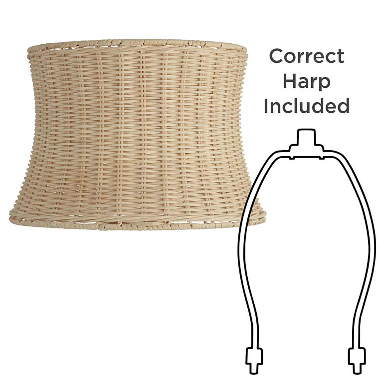Image 6 Springcrest Corset Pinched Drum Unbleached Rattan Lamp Shade 10x11.5x8 more views