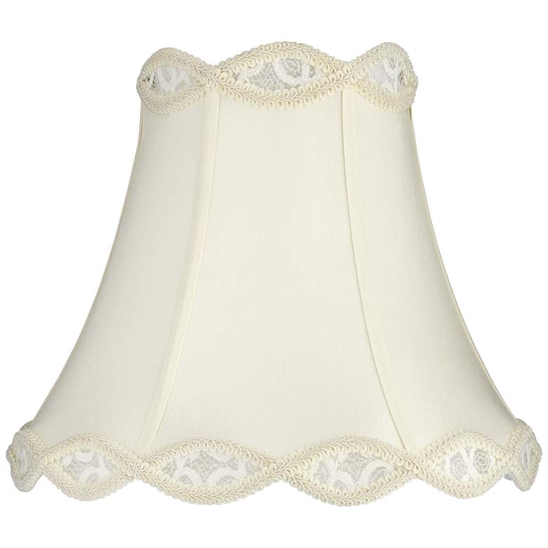 Image 2 Springcrest Cream Fabric Set of 2 Scallop Lamp Shades 7x14x12.5 (Spider) more views
