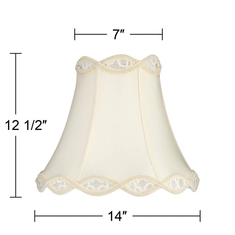 Image 7 Springcrest Cream Fabric Set of 2 Scallop Lamp Shades 7x14x12.5 (Spider) more views