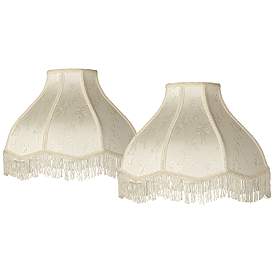 Image1 of Springcrest  Cream Scallop Dome Lamp Shades 6x17x12x11 (Spider) Set of 2