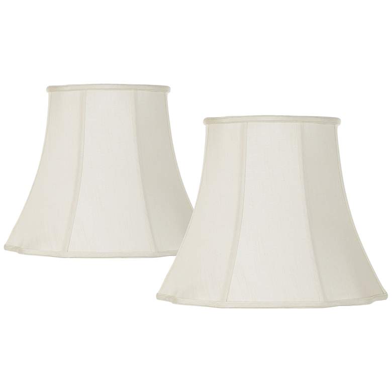 Image 1 Springcrest Creme Curve Cut Corner Lamp Shades 11x18x15 (Spider) Set of 2