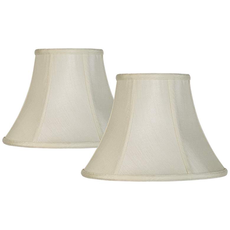 Image 1 Springcrest Creme Fabric Bell Lamp Shade 6x12x9 (Spider) Set of 2