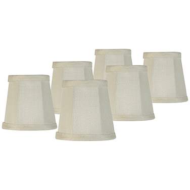Springcrest Creme Fabric Bell Lamp Shades 3x4x4 (Clip-On) Set of 6