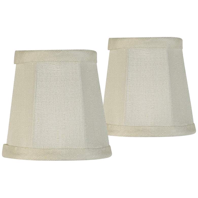 Image 1 Springcrest Creme Fabric Set of 2 Bell Clip Lamp Shades 3x4x4 (Clip-On)