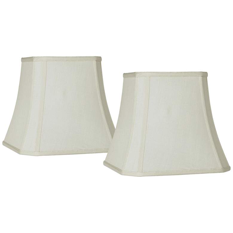Image 1 Springcrest Creme Fabric Set of 2 Square Lamp Shades 8x12x11 (Spider)