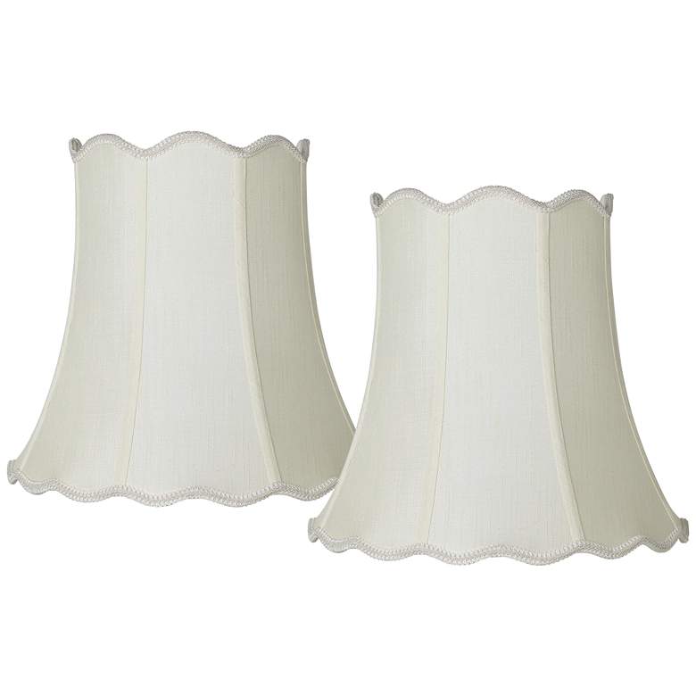 Image 1 Springcrest Creme Scallop Bell Lamp Shade 10x16x15 (Spider) Set of 2