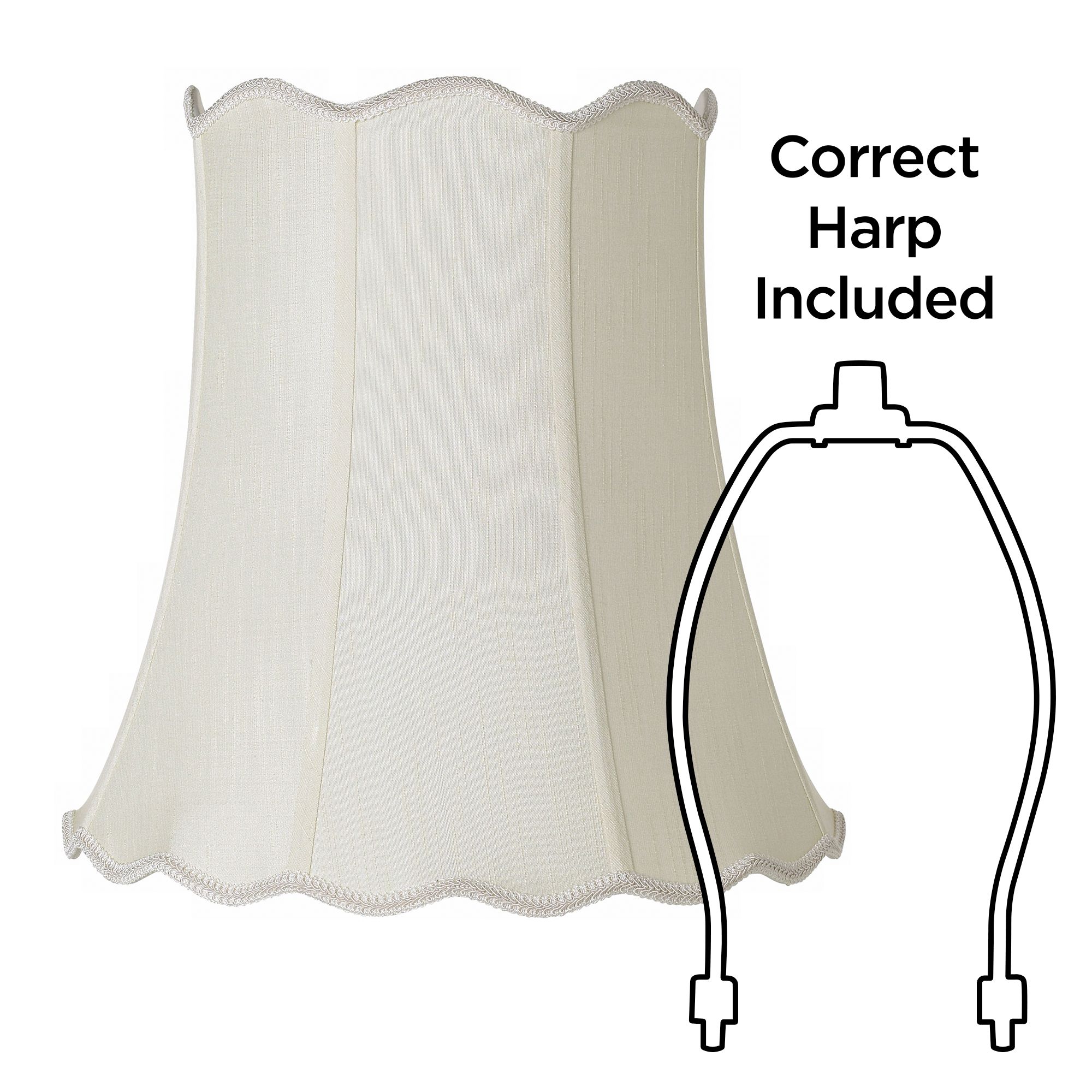 Image 6 Springcrest Creme Scallop Bell Lamp Shade 12x18x18 (Spider) more views
