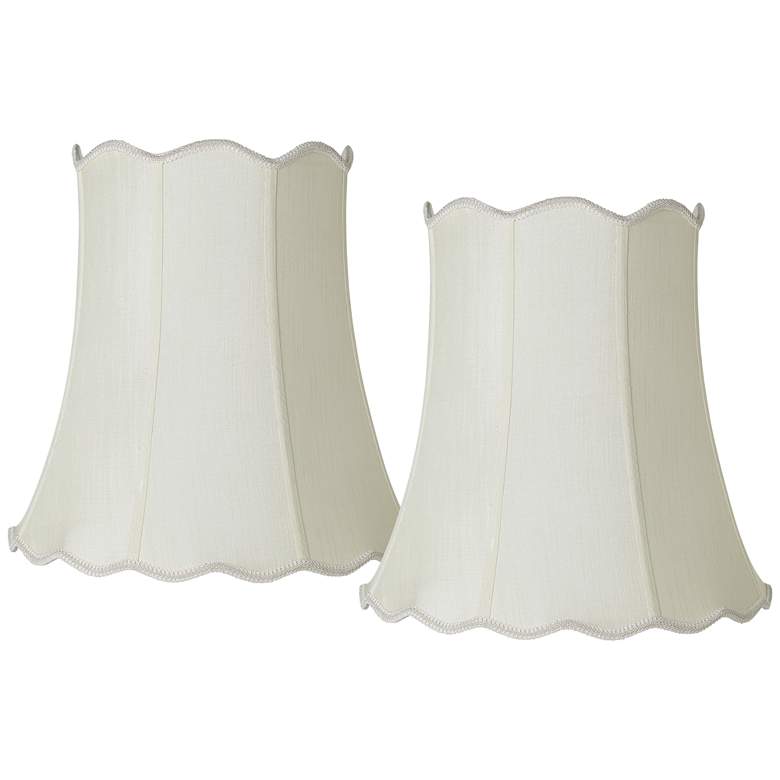 Image 1 Springcrest Creme Scallop Set of 2 Bell Lamp Shades 12x18x18 (Spider)