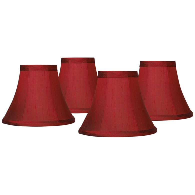 Image 1 Springcrest Deep Red Small Bell Clip Lamp Shades 3x6x5 (Clip-On) Set of 4