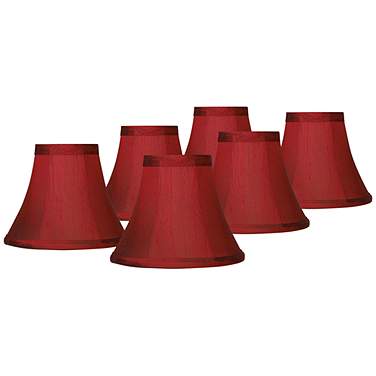 Springcrest Deep Red Small Bell Clip Lamp Shades 3x6x5 (Clip-On) Set of 6