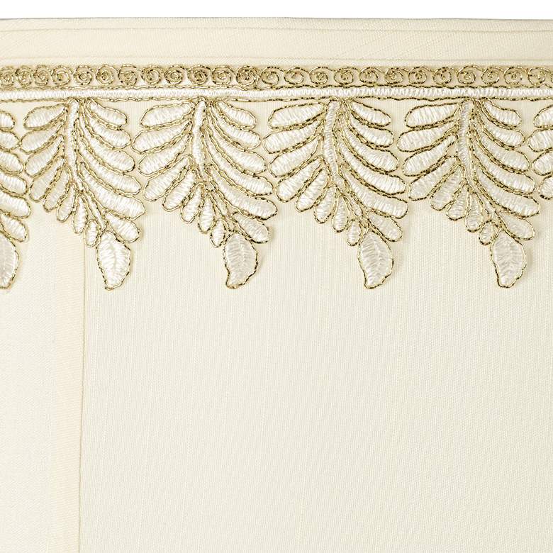 Image 2 Springcrest Drum Shade with Embroidered Leaf Trim 14x16x12 (Spider) more views
