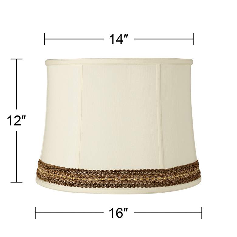 Image 3 Springcrest Drum Shade with Florentine Scroll Trim 14x16x12 (Spider) more views
