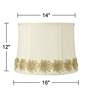 3_Springcrest Drum Shade with Gold Flower Trim 14x16x12 (Spider) more views