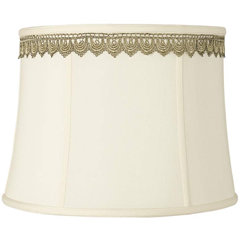 Image 1 Springcrest Drum Shade with Gold Lace Trim 14x16x12 (Spider)