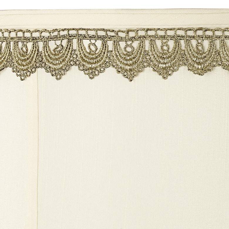 Image 2 Springcrest Drum Shade with Gold Lace Trim 14x16x12 (Spider) more views