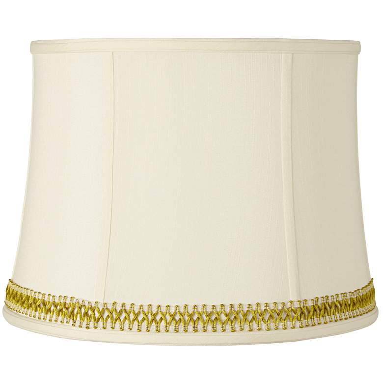 Image 1 Springcrest Drum Shade with Gold Satin Weave Trim 14x16x12 (Spider)