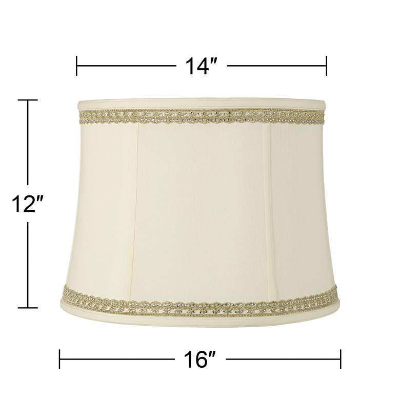Image 3 Springcrest Drum Shade with Lace and Rhinestone Trim 14x16x12 (Spider) more views
