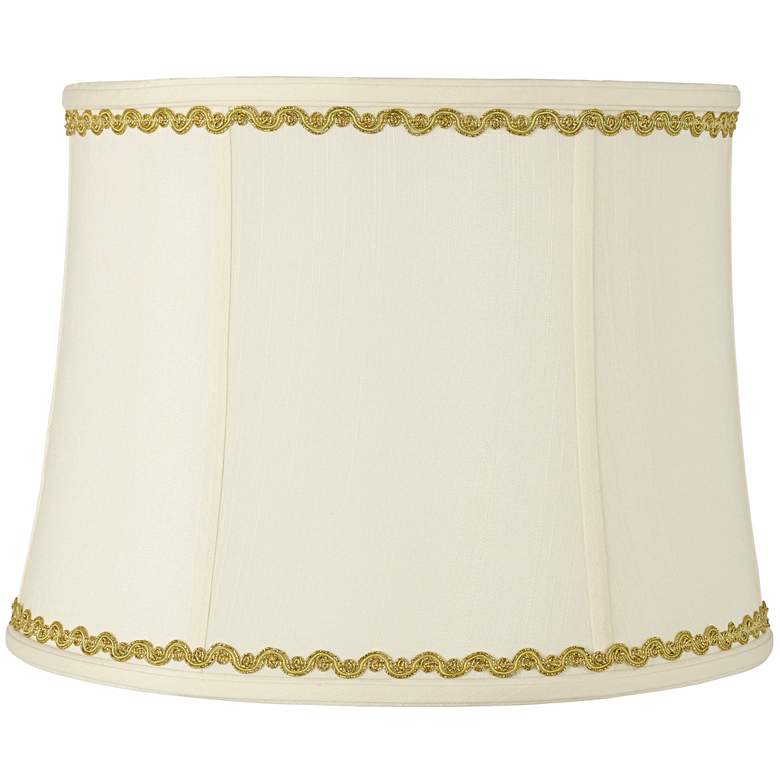 Image 1 Springcrest Drum Shade with Metallic Gold Wave Trim 14x16x12 (Spider)