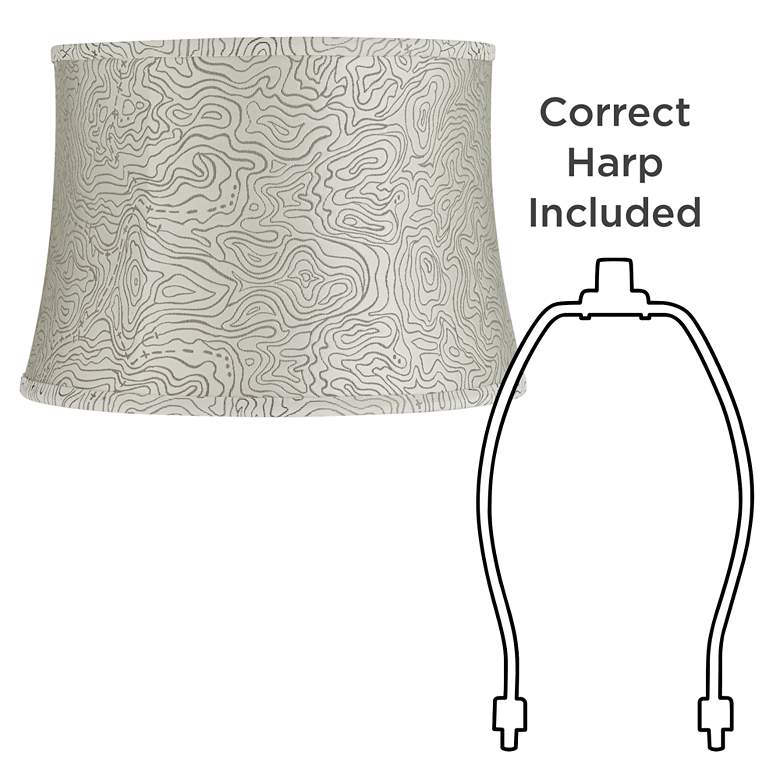 Image 6 Springcrest Dyna Cream and Gray Swirl Softback Drum Shade 14x16x11 (Spider) more views